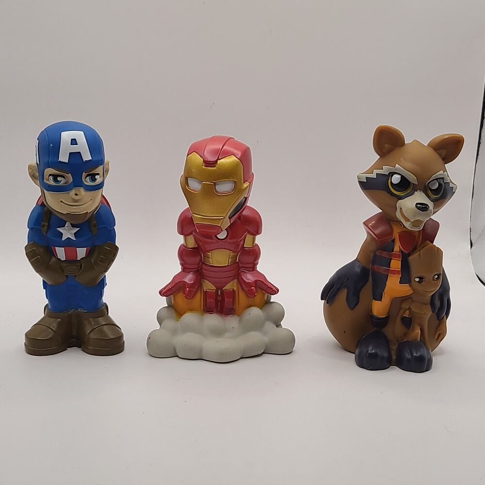 Disney Vietnam Rubber Bath Toys Captain America Iron Man Rocket Raccoon